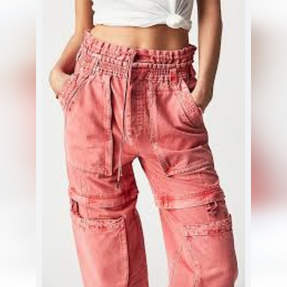 Free People Wind Drift Convertible Pants Shorts in coral  bright NWOT